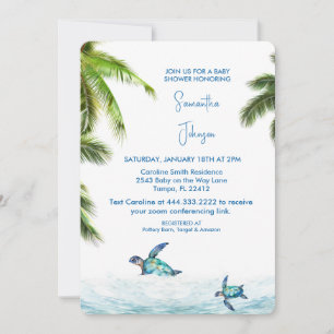 Cobalt Sea Turtle Tropical Baby Shower Invitation
