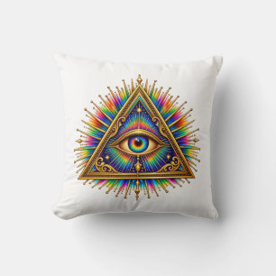 Cobalt Sun Eye Throw Pillow