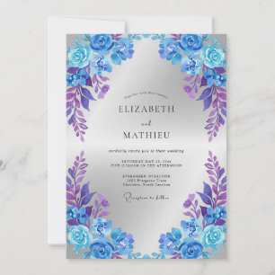 Cobalt Violet Petal Wedding Invitation