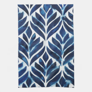 Cobalt Watercolor Tiles IV Kitchen Towel