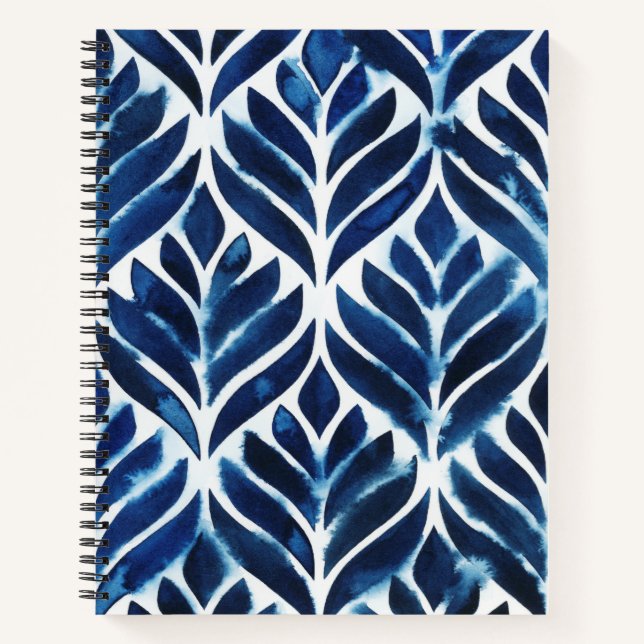 Cobalt Watercolor Tiles IV Notebook (Front)