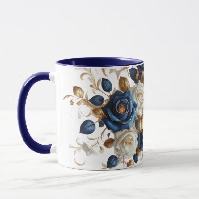 Cobalt White Flowers Mug (Left)