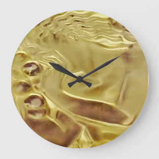 Cobaltmoondesign, Art, Clock, Gold Lady, Glass, Large Clock