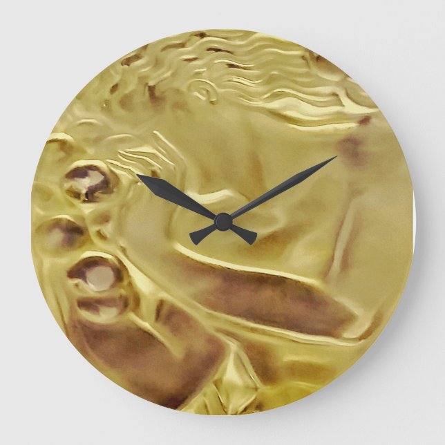 CobaltMoonDesign, Lalique Design Gold,  Wall Clock (Front)