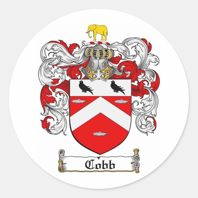 COBB FAMILY CREST -  COBB COAT OF ARMS CLASSIC ROUND STICKER (Front)