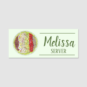 Cobb Salad Waiter Server Restaurant Food Truck Name Tag