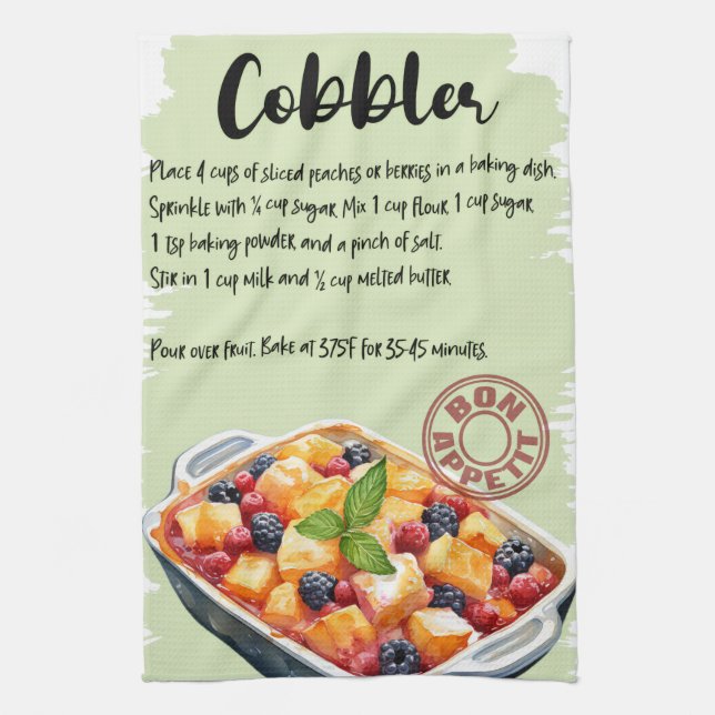 Cobbler Recipe Kitchen Towel (Vertical)
