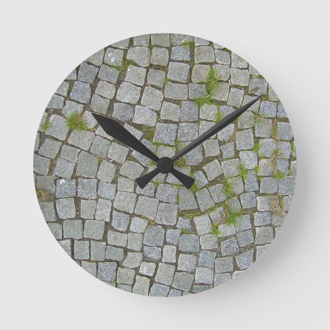 Cobblestone Road Texture Background Round Clock (Front)