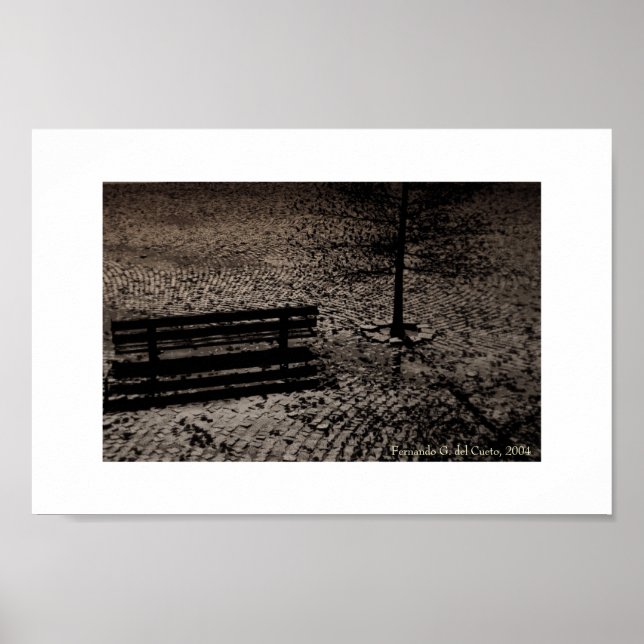 Cobblestoned Street & Bench Poster (Front)