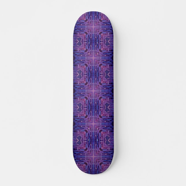 Cobblestones backlight purple violet geometric art skateboard (Front)