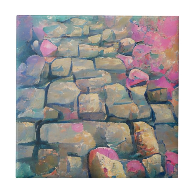 Cobblestones love pink graphic art  tile (Front)
