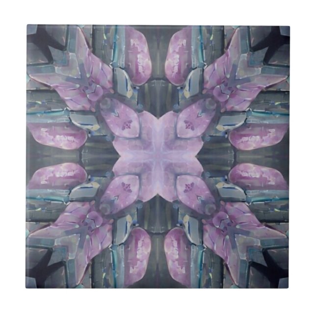 Cobblestones mystical turquoise violet geometric  tile (Front)