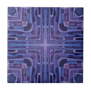 Cobblestones navy blue violet geometric art tile