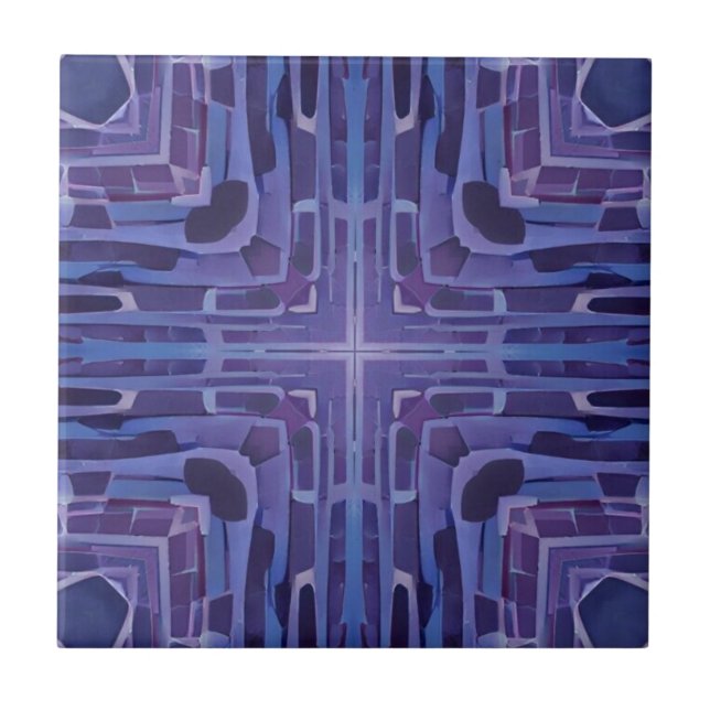 Cobblestones navy blue violet geometric art tile (Front)