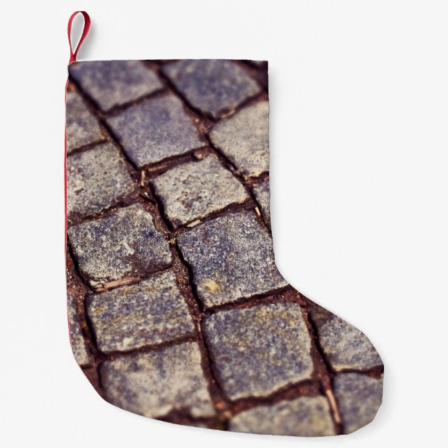 Cobblestones paving stones stones small christmas stocking (Front)
