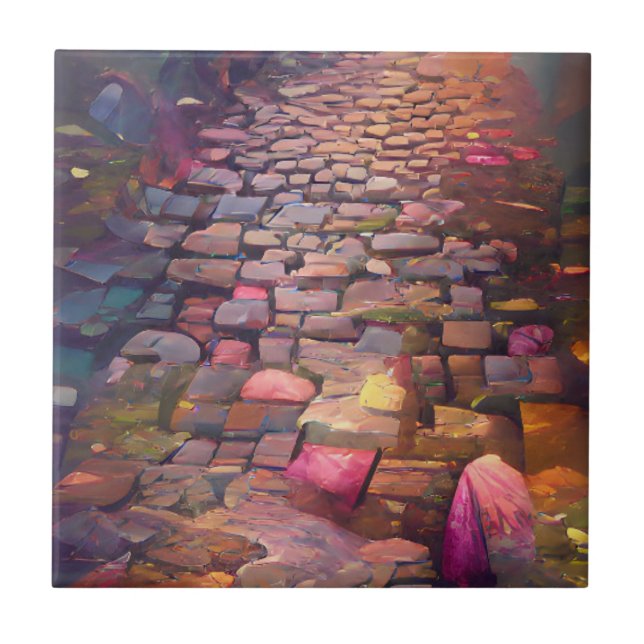 Cobblestones psychic colours graphic art  tile (Front)