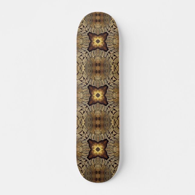Cobblestones shimmering golden stones geometric skateboard (Front)