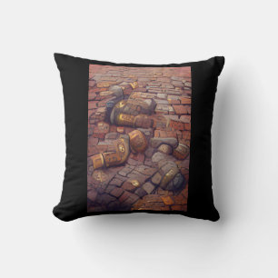 Cobblestones steampunk graphic art throw pillow