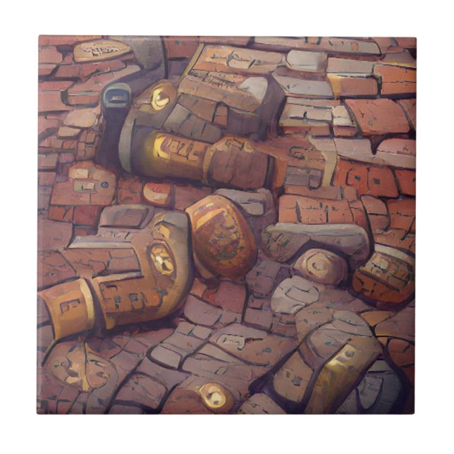 Cobblestones steampunk graphic art  tile (Front)