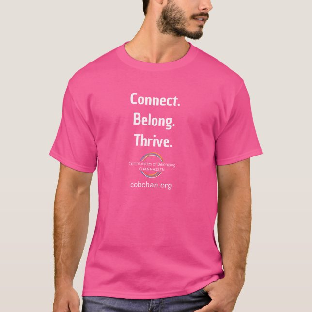 CoBC Light Text T-Shirt - Connect Belong Thrive (Front)