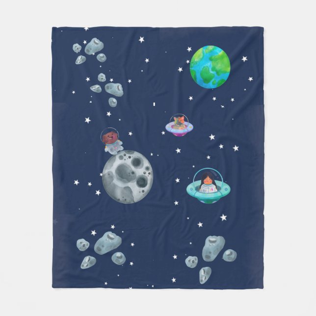 Cobertor De Velo Space themed blanket. Fleece Blanket (Front)