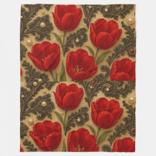 COBERTOR Tulipas e Renda  DESIGN  Fleece Blanket
