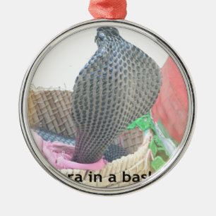 Cobra in Basket Art Print Metal Ornament
