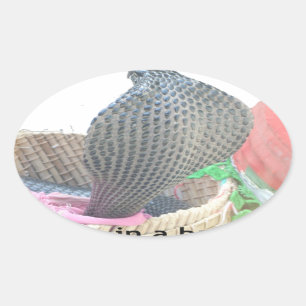 Cobra in Basket Art Print Oval Sticker