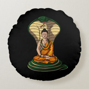 Cobra Snake Buddha Zen Yoga Meditation Round Pillow