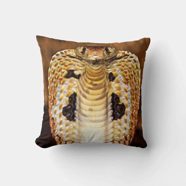Cobra Snake Hooded / Fire Blazing Editable! Throw Pillow (Front)