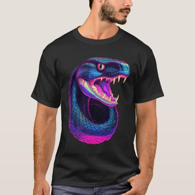 Cobra Snake in Vaporwave Aesthetic Style T-Shirt (Front)