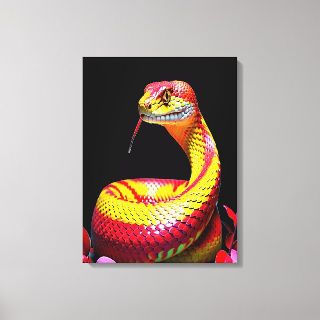 Cobra snake with vibrant red and yellow scales canvas print (Front)