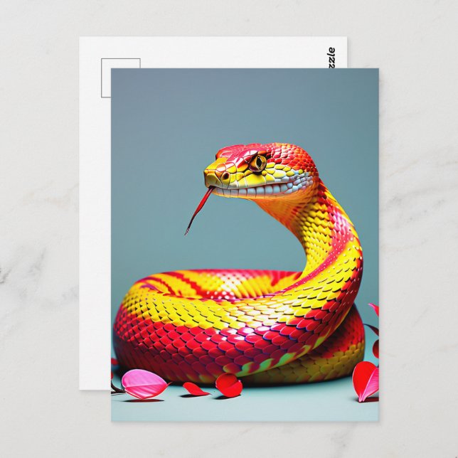 Cobra snake with vibrant red and yellow scales  postcard (Front/Back)