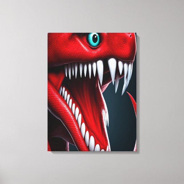 Cobra snake with vibrant red scales and blue eyes canvas print (Front)