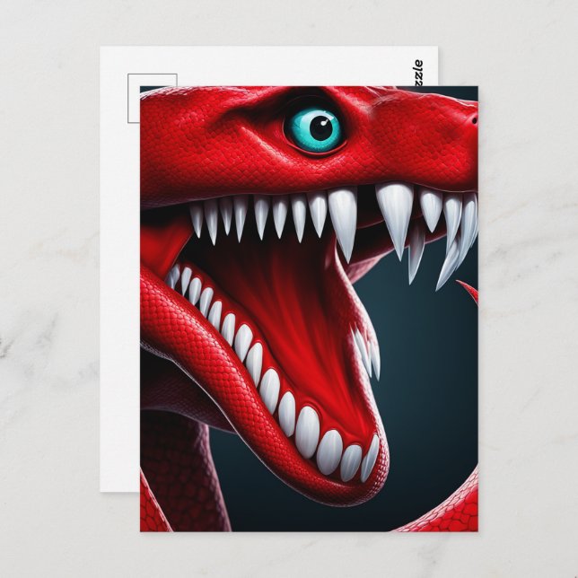 Cobra snake with vibrant red scales and blue eyes postcard (Front/Back)