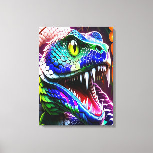 Cobra snake with vibrant turquoise and blue scales canvas print