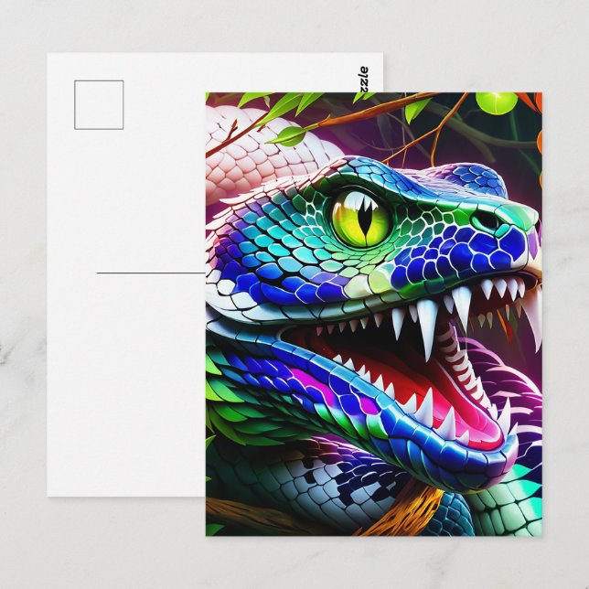 Cobra snake with vibrant turquoise and blue scales postcard (Front/Back)