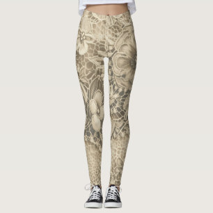 "Cobweb White Vintage Lace" Leggings