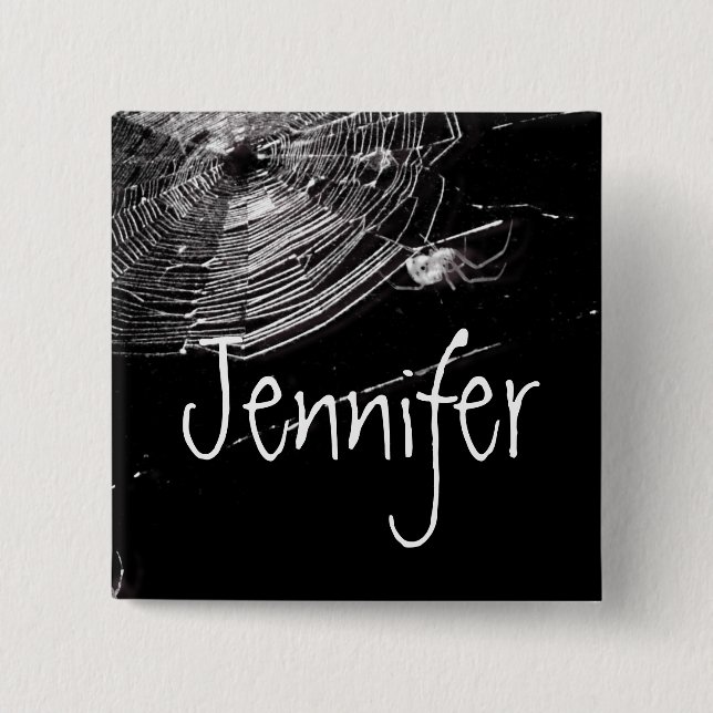 Cobwebs and White Spiders 2 Inch Square Button (Front)