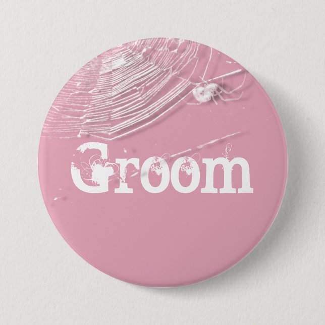 Cobwebs and White Spiders Groom 3 Inch Round Button (Front)