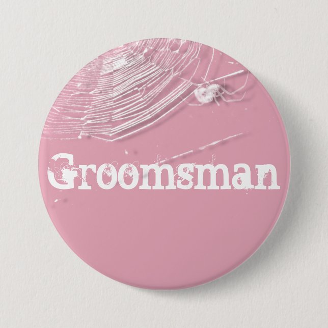 Cobwebs and White Spiders Groomsman 3 Inch Round Button (Front)