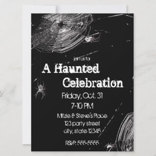 Cobwebs and White Spiders Halloween Party Invitation