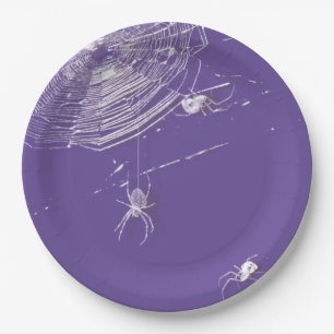 Cobwebs and White Spiders Paper Plate