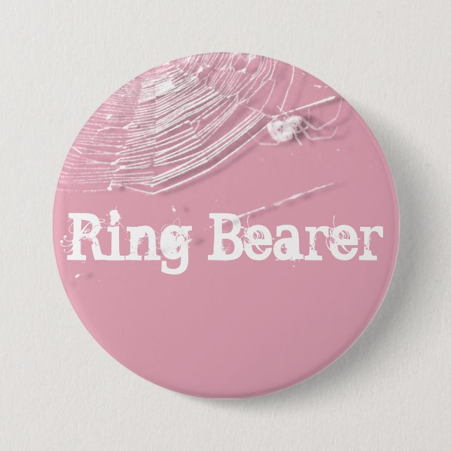 Cobwebs and White Spiders Ring Bearer 3 Inch Round Button (Front)