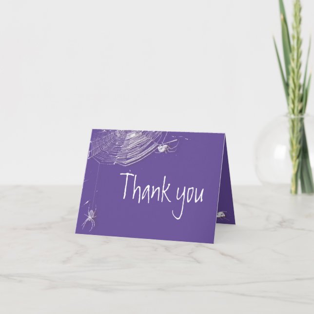 Cobwebs and White Spiders Thank You Note Card (Front)