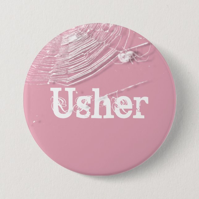 Cobwebs and White Spiders Usher 3 Inch Round Button (Front)