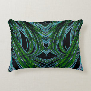 ~ COBWEBS Blue Green Black Fractal ~ Original ~ Accent Pillow