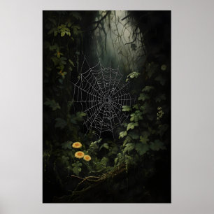 Cobwebs In Dark Woods Wall Print, Spider Webs In Poster