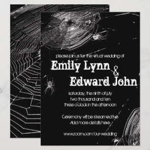 Cobwebs & White Spiders Virtual Wedding Invitation