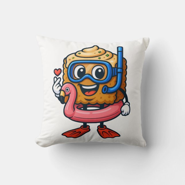 CobyBiscuit – Flamingo Snorkel Edition Throw Pillow (Front)